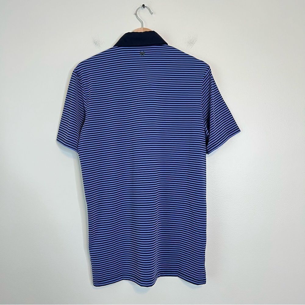 Greyson Striped Navy Blue Polo Shirt Mens Small Golf Preppy - Picture 6 of 8